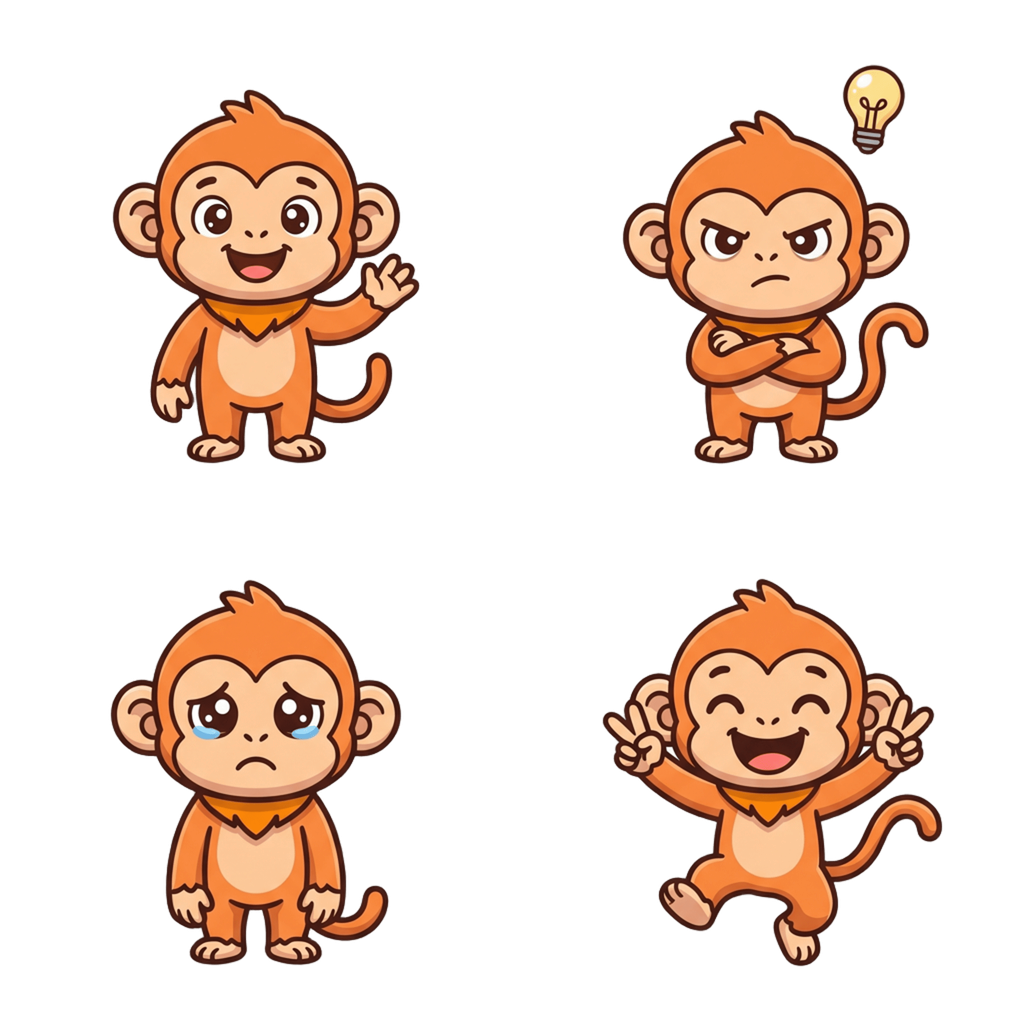Koko, la mascota de Momentum, cambiando de estado de ánimo